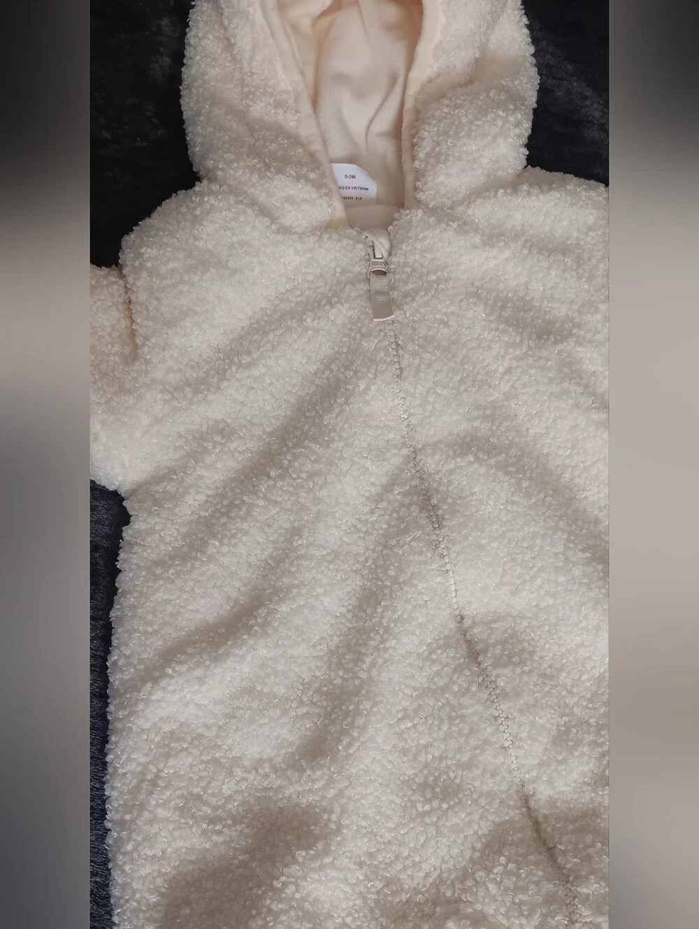wonder nation Cream Hooded Fleece Lined One Piece Winter Body Suit Baby 0-3